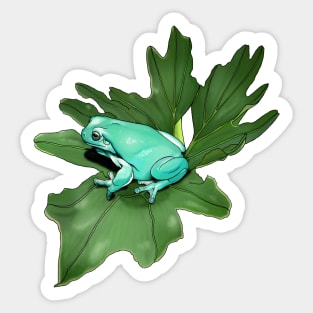 White's Treefrog on Philodendron Leaf Sticker